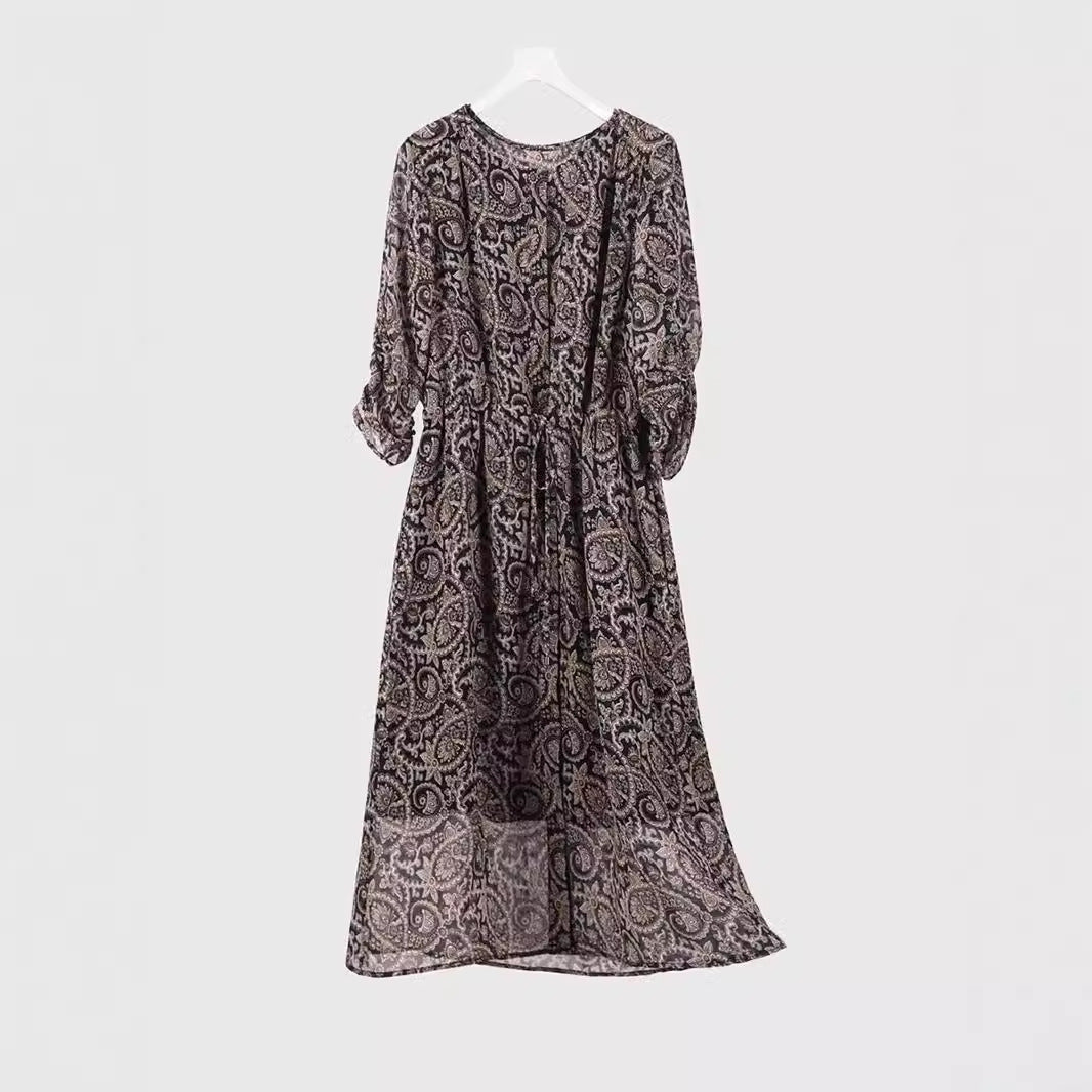 New Early Autumn Printed Silk Dress