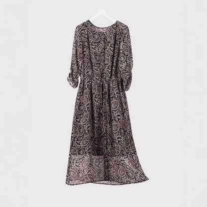 New Early Autumn Printed Silk Dress