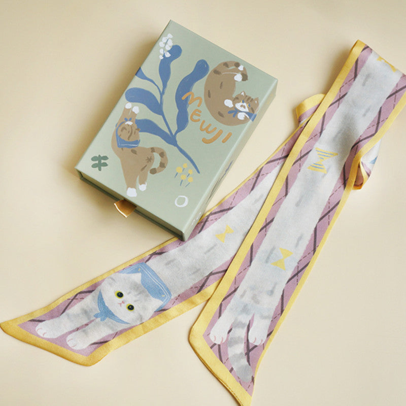 Silk Long Headband With Cute Print Embellishment