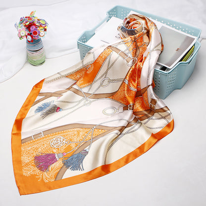 Women's Vintage Printed Silk Scarf