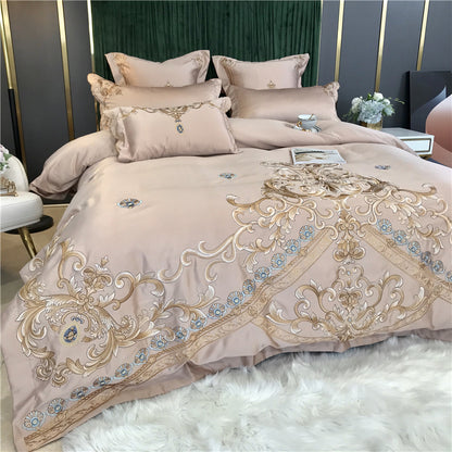High End Embroidery And Washed Silk Net Red Bedding