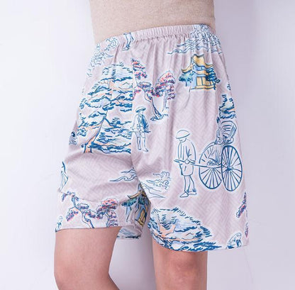 Ice Silk Pajama Pants Men's Shorts Loose Summer Thin Style Spinning Silk Home Trousers Silk Big Pants Plus Size Can Be Worn Outside