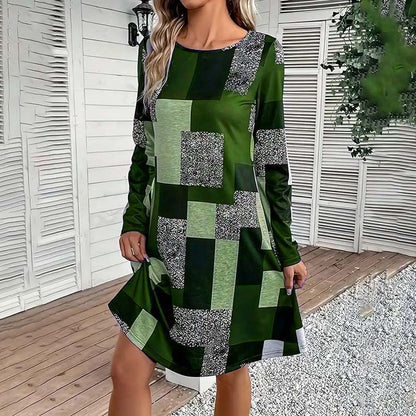 Veridia Print Long Sleeve Dress