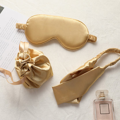 Three-piece Silk Eye Mask Headband Cloth Bag