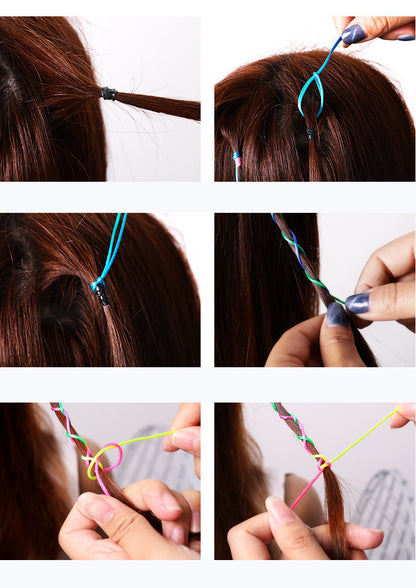 Shiny Rainbow Color Laser Silk Ethnic Hair Rope