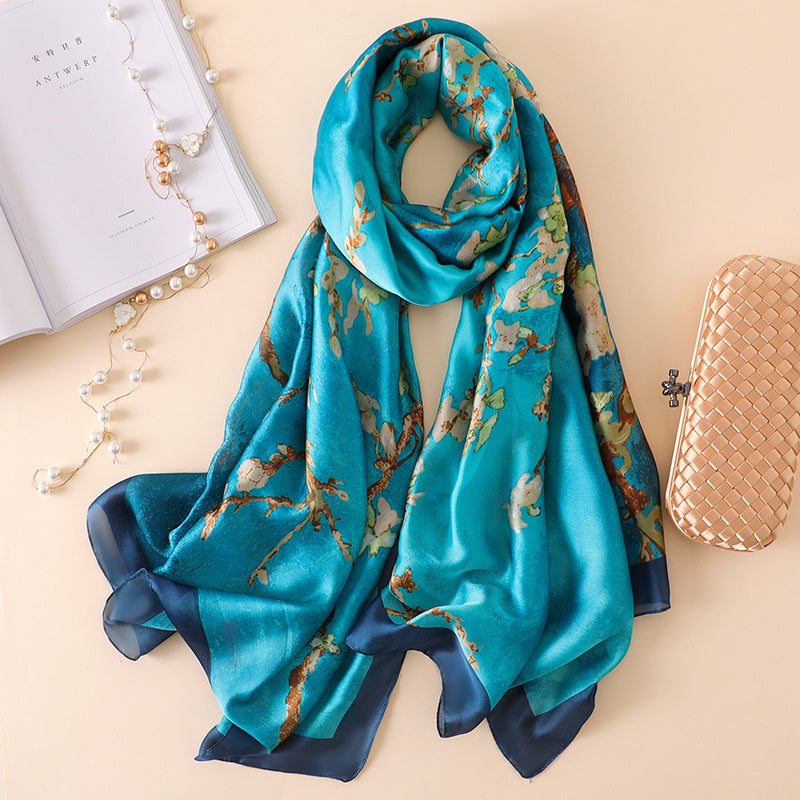 Fashionable Women's Simple Printed Thin Silk Scarf