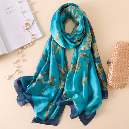 Fashionable Women's Simple Printed Thin Silk Scarf