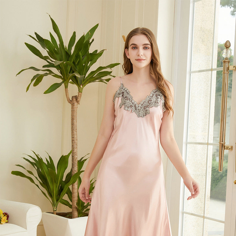 Women's Silk Lace Sexy V-neck Nightdress