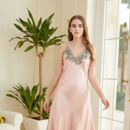 Women's Silk Lace Sexy V-neck Nightdress