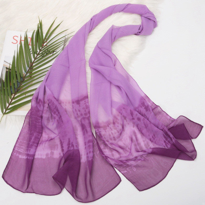 Women's Versatile Gradient Color Silk Scarf
