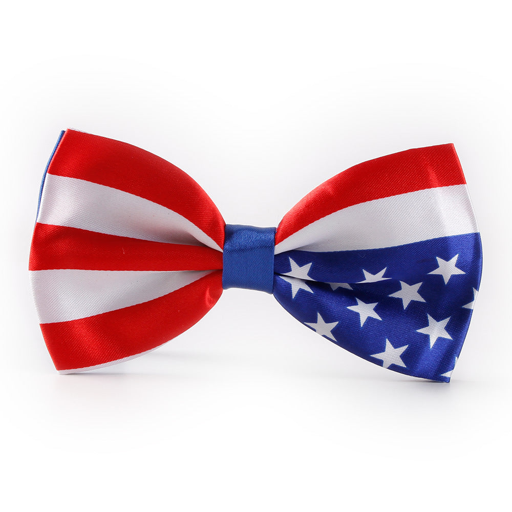 Silk Flag Printed Bow Banquet Party Men's Collar Accessories