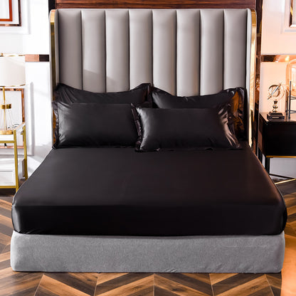 Popular Washed Silk Fitted Sheet Solid Color Home Textile Fitted Sheet