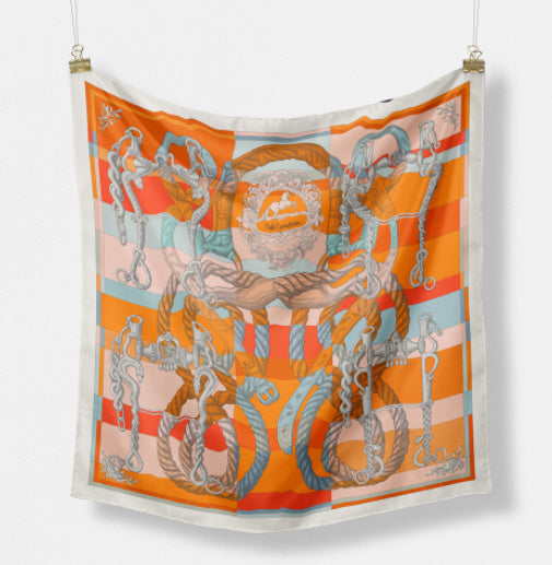 Fashion Simple Print Twill Versatile Temperament Silk Scarf