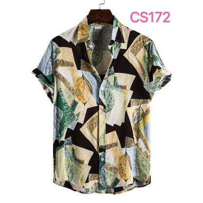 Style Silk Cotton Short-sleeved Lapel Shirt