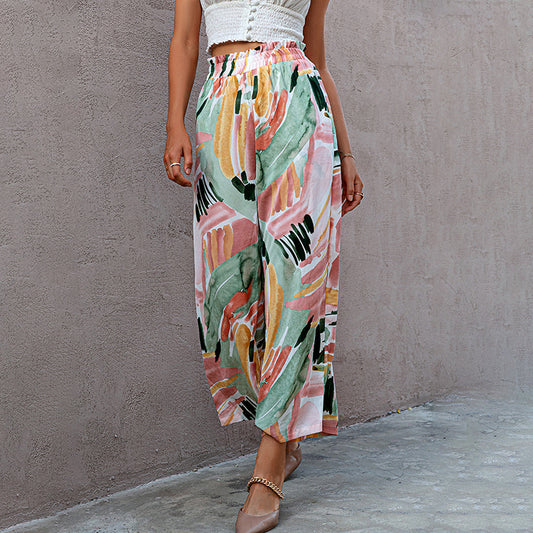 Milk Silk Wide-leg Pants Green Trousers