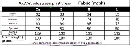 European And American Style Silk Net Printed Dress