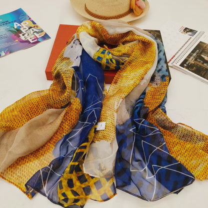 Women's Autumn Digital Inkjet Printing  Silk Scarf
