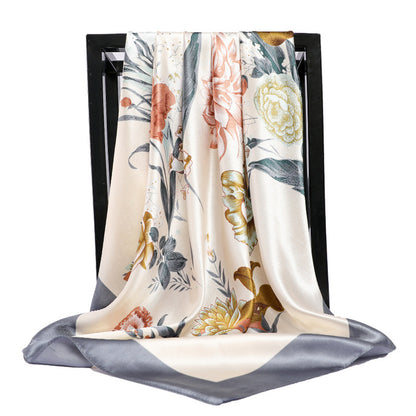 Plant Flower Imitated Silk Scarves