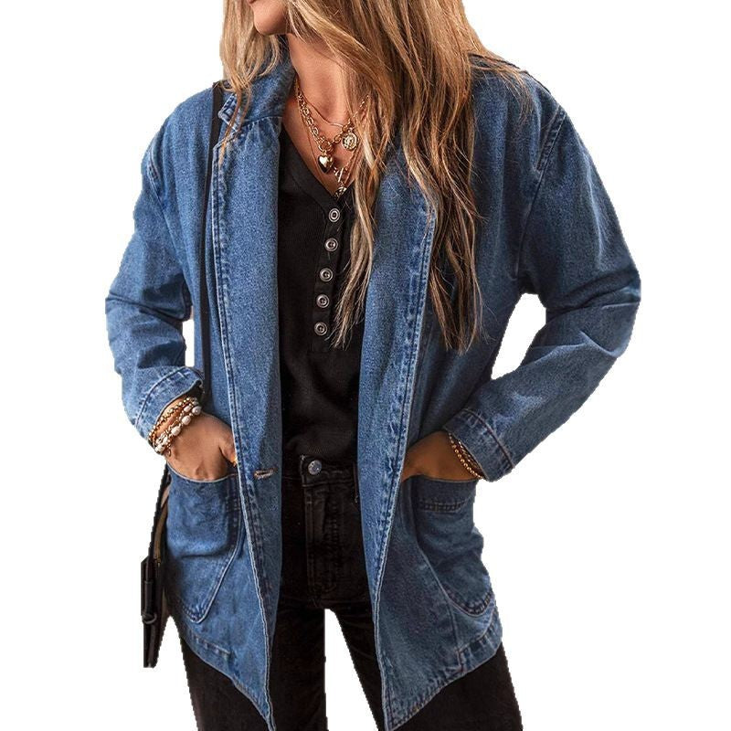 DenimChic Suit Collar Jacket