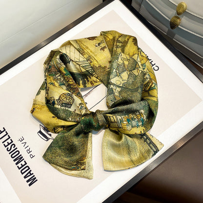 Ink Painting Boxer Small Silk Scarf Fashion Decoration