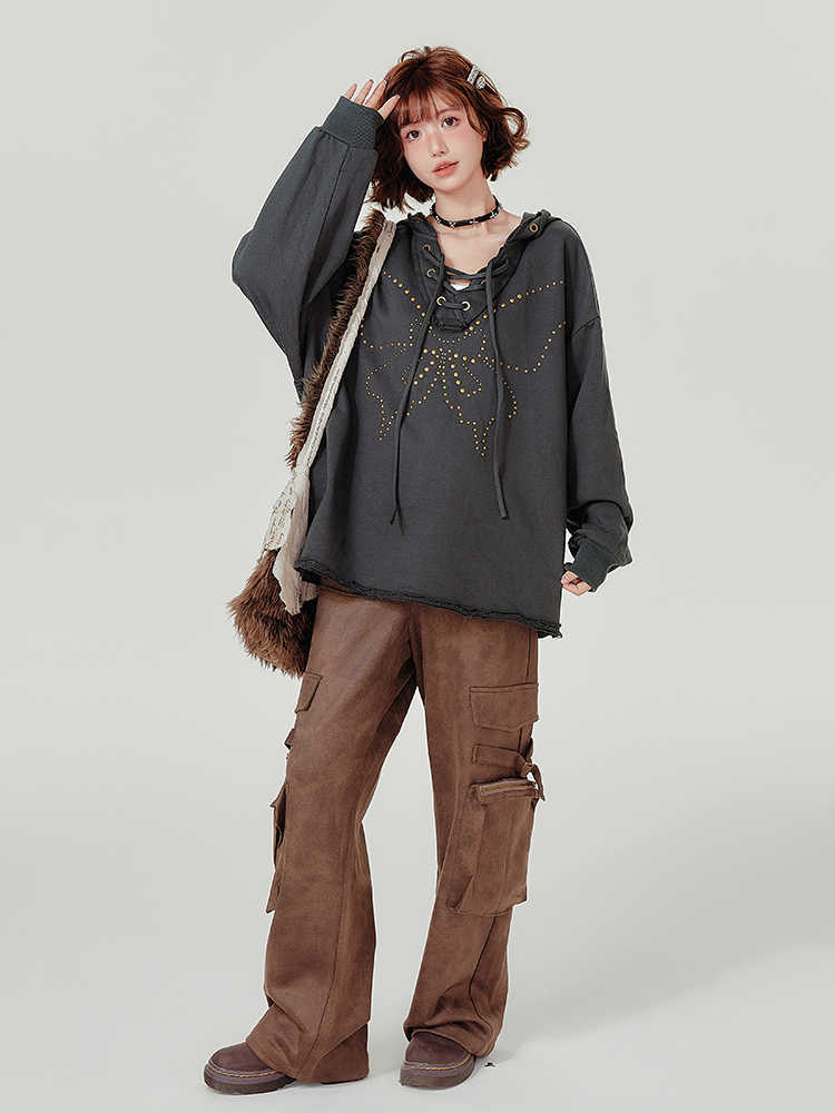 VintaLace Rivet Hooded Sweater