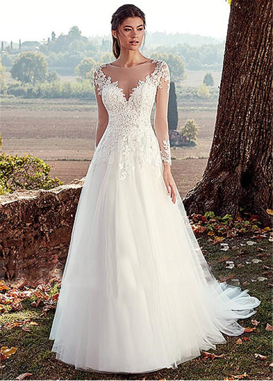 Serene Grace – Lace A-Line Cathedral Gown