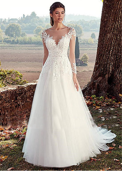 Serene Grace – Lace A-Line Cathedral Gown