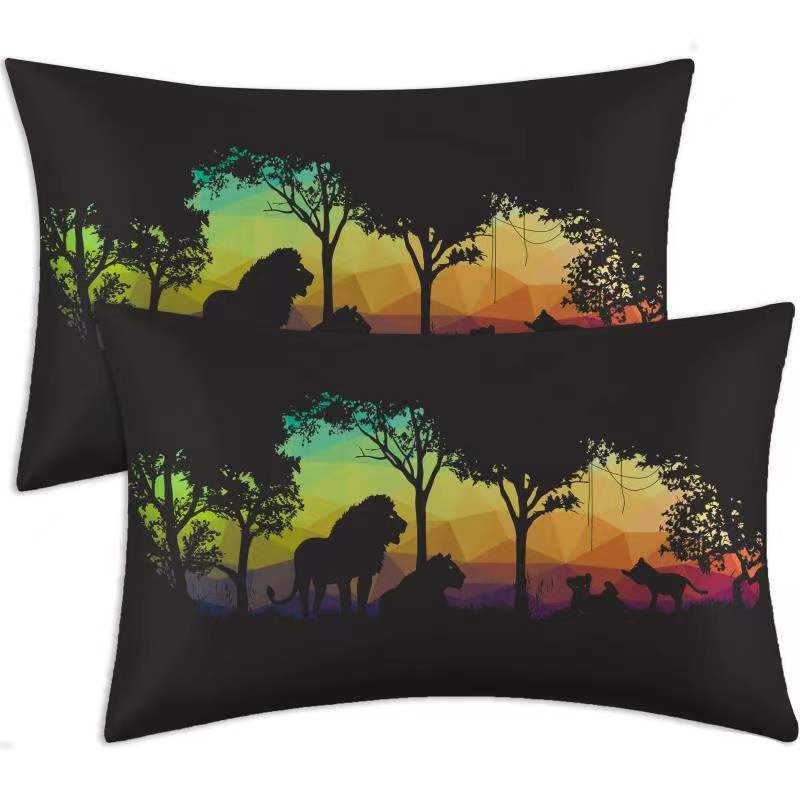 Home Textile Washed Satin Silk-like Printed Pillowcase