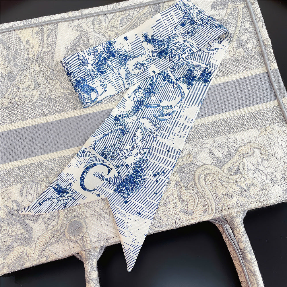26 Letters Retro Ethnic Bag Silk Scarf