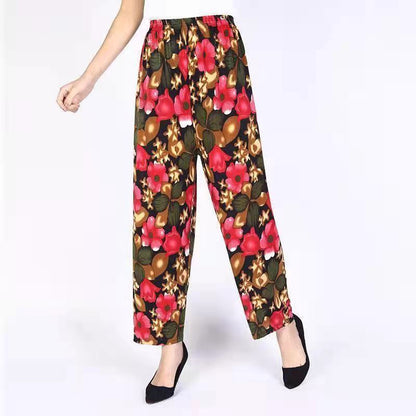 Women's Fashion Loose Casual Ice Silk Stretch Nine-quarter Pants