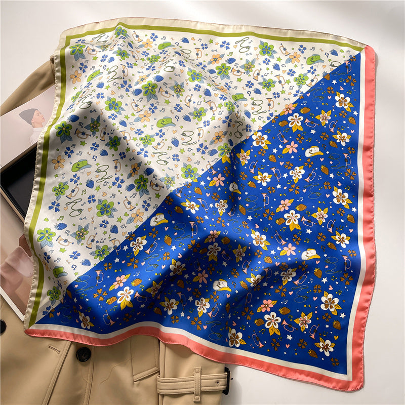 Silk Square Scarf Women's Neck Warmer Women's Hair Band