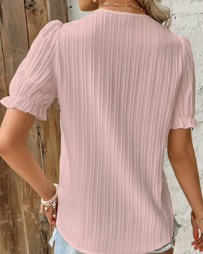 Summer New Vacation Fashion Hollow Short Sleeve Women's Shirt