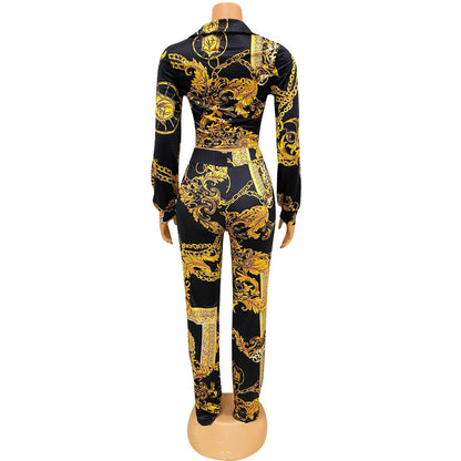 Sports And Leisure Milk Silk Printing Two-Piece Suit