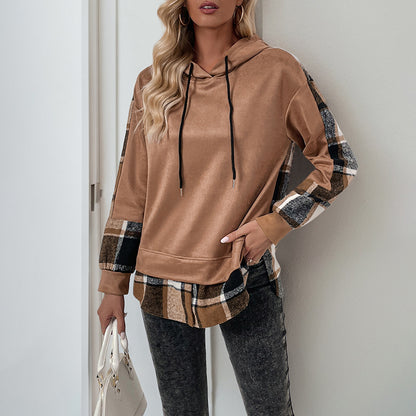 EuroChic Plaid Velvet Padded Hoodie
