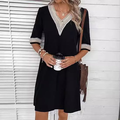BreezeLuxe V-Neck Dress