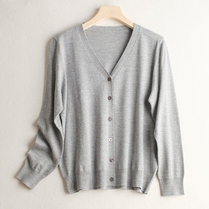 Basic Style Commuter Coat Silk Knitted Cardigan Sweater