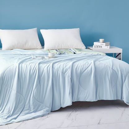 Pure Color Cool Silk Summer Blanket Airable Cover Single Double Summer Ice Cream Ice Silk Summer Quilt Machine Washable Thin Duvet