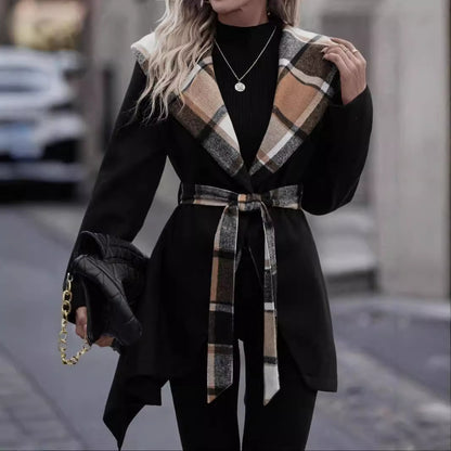PlaidAura Lace-Up Trench