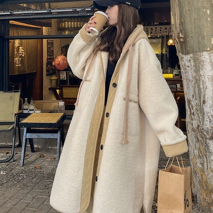 Faux Lamb Wool Coat Loose Casual Mid-length Cotton-padded Jacket