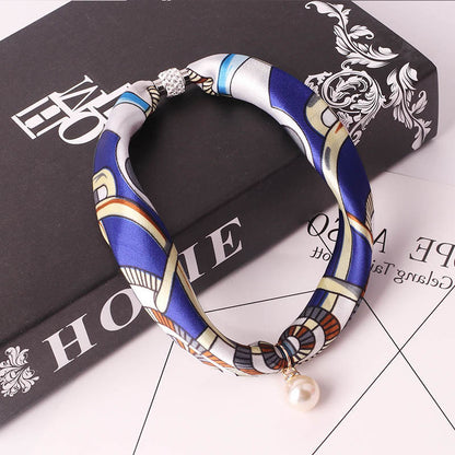 Women's Fashion Print Embellished Silk Scarf