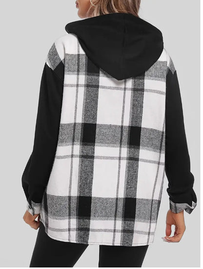 PlaidEase Hooded Button Coat