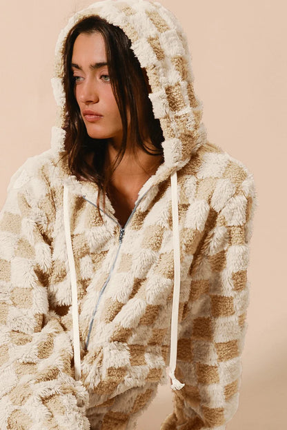CozyPlaid Zip Hoodie