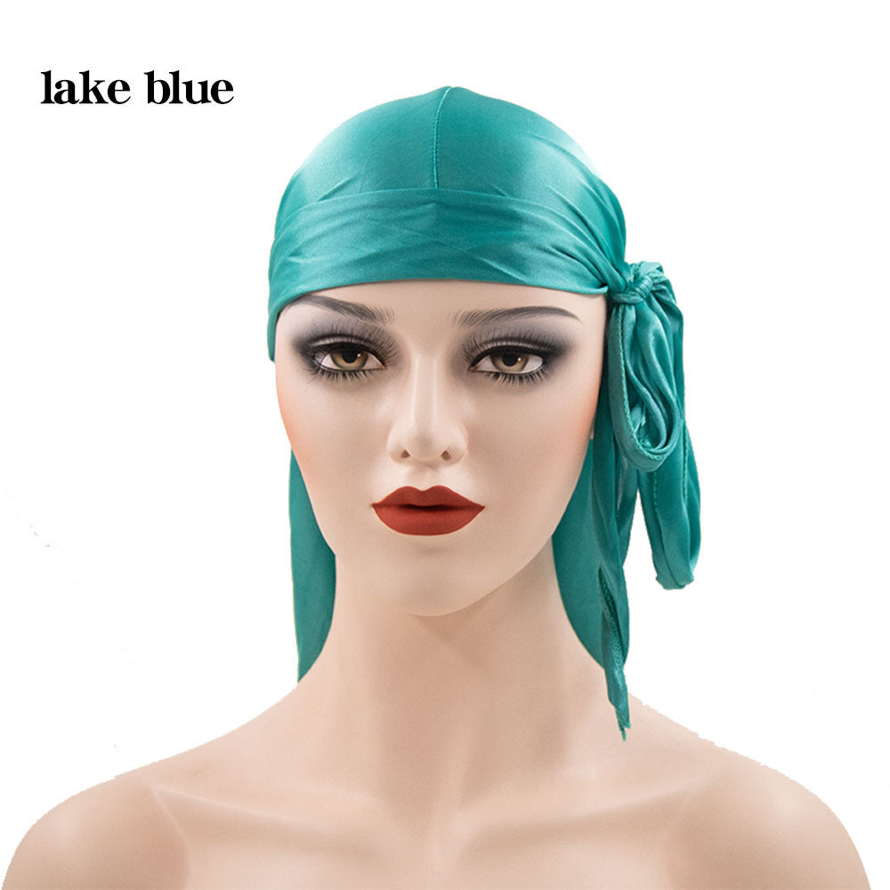 Silk Long Tail Turban Hat Silk Pirate Hat