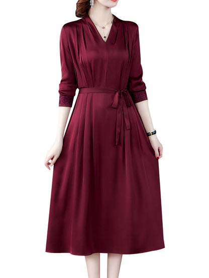 Heavy Silk Long-sleeved Dress Silk Spring Dress