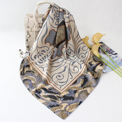Sunscreen Twill Silk Chinese Square Scarf Hand-rolled