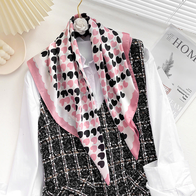 Simple  Wild Fashion Color Matching Color Simulation Silk Square Scarf