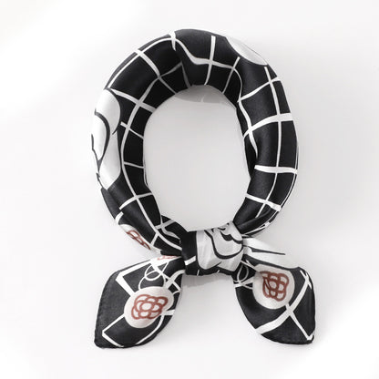 Silk Scarf Women's Spring And Summer New Fashion Professional All-match Printing Satin Silk Small Square Scarf Soft Scarf