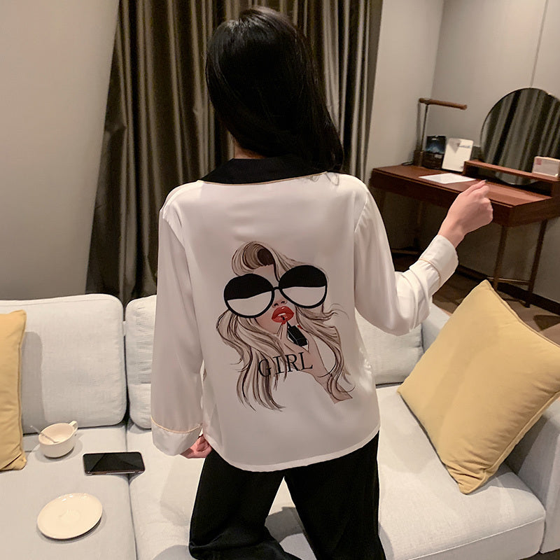 Two-piece Ice Silk Pajamas Ins Style High-end Home Wear