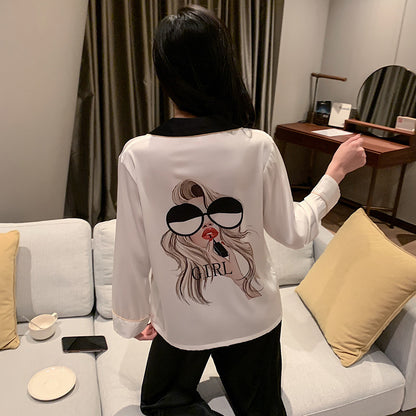 Two-piece Ice Silk Pajamas Ins Style High-end Home Wear