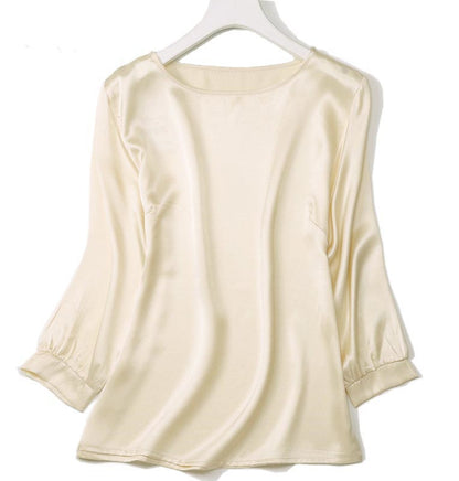 High-end Silkworm Silk Pearl Shiny Satin Shirt